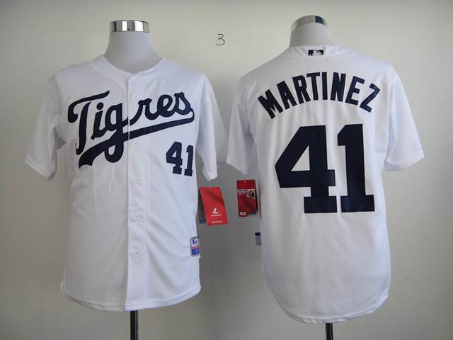 Men Detroit Tigers 41 Martinez White MLB Jerseys1